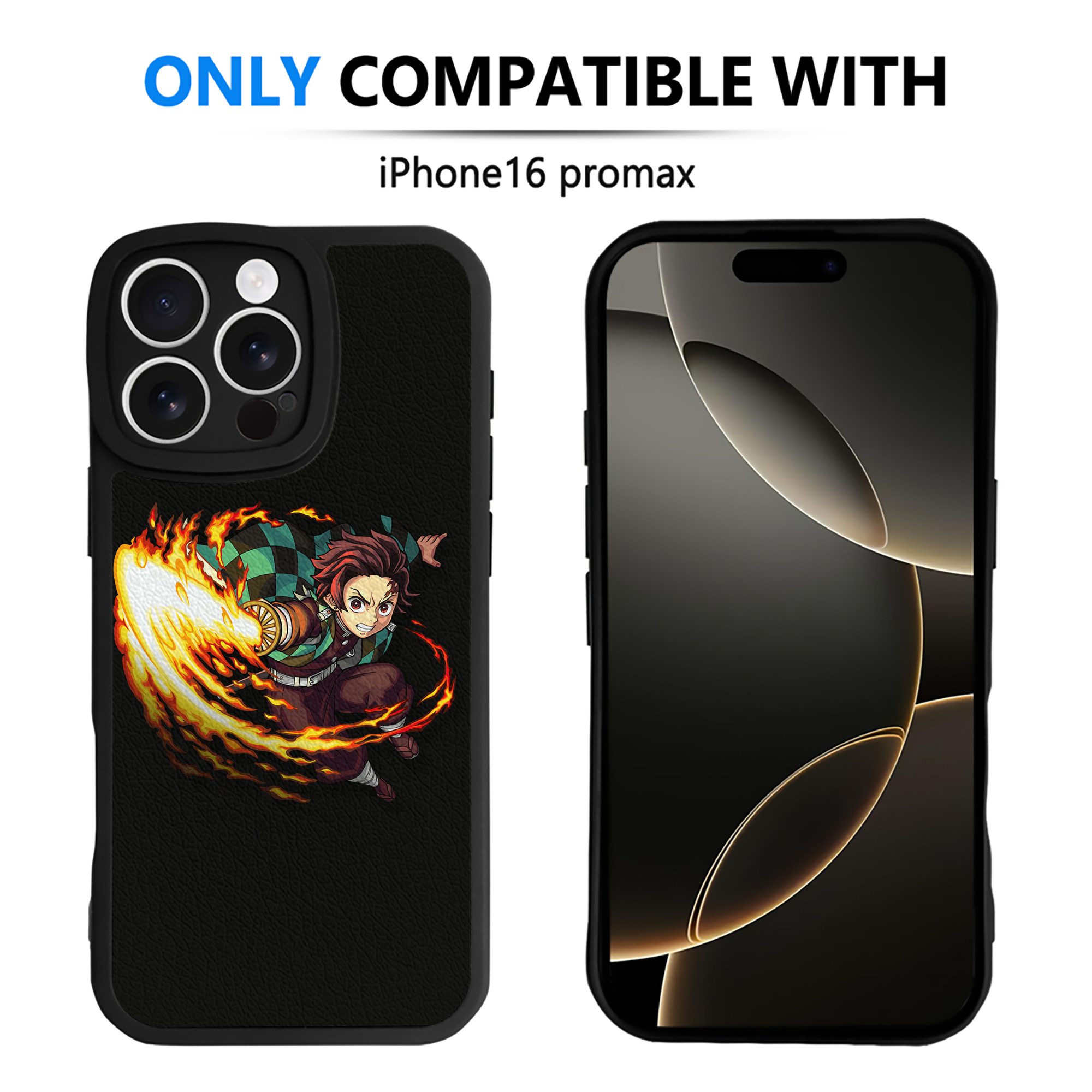 （画像用） 鬼滅の刃 竈門 炭治郎／かまど たんじろう Kamado Tanjirou 【iPhone 16シリーズ対応】シリコンスマホケース（レザー調） 材質：シリコン